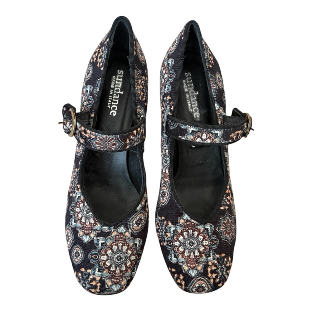 Sundance Catalog Beauty Beyond Floral Mary Jane Heels EU 38 Boho Italy - Picture 3 of 5